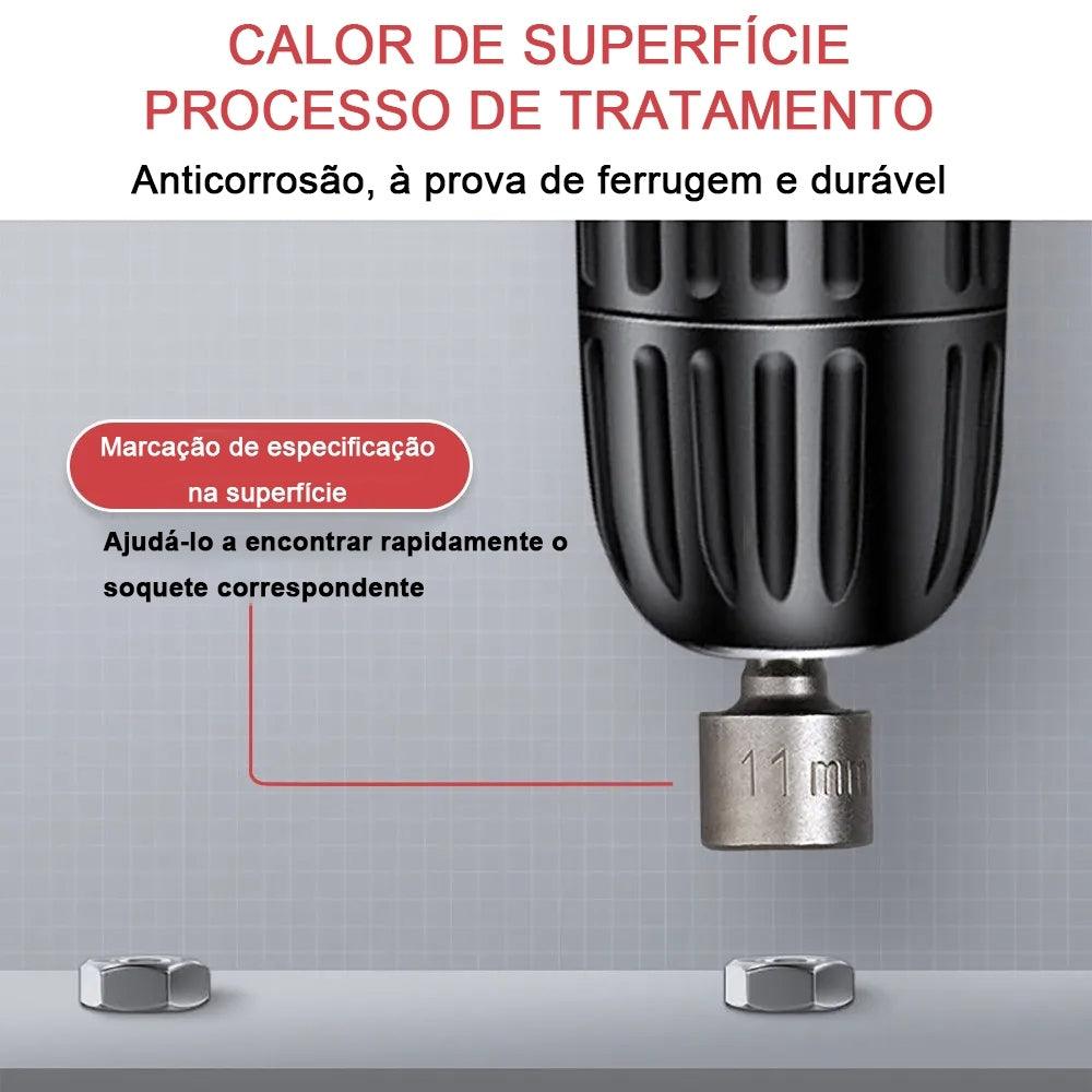 Kit 09 Soquetes Canhão para Parfusadeira