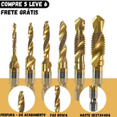 Kit Brocas Rosca 3 em 1™ - Perfura, Chanfra e dá Acabamento [COMPRE 5 LEVE 6]