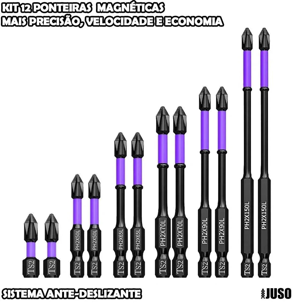 Kit 12 Ponteiras Magnéticas UltraFix™ - Anti-Deslizante [ÚLTIMAS UNIDADES + BRINDE]